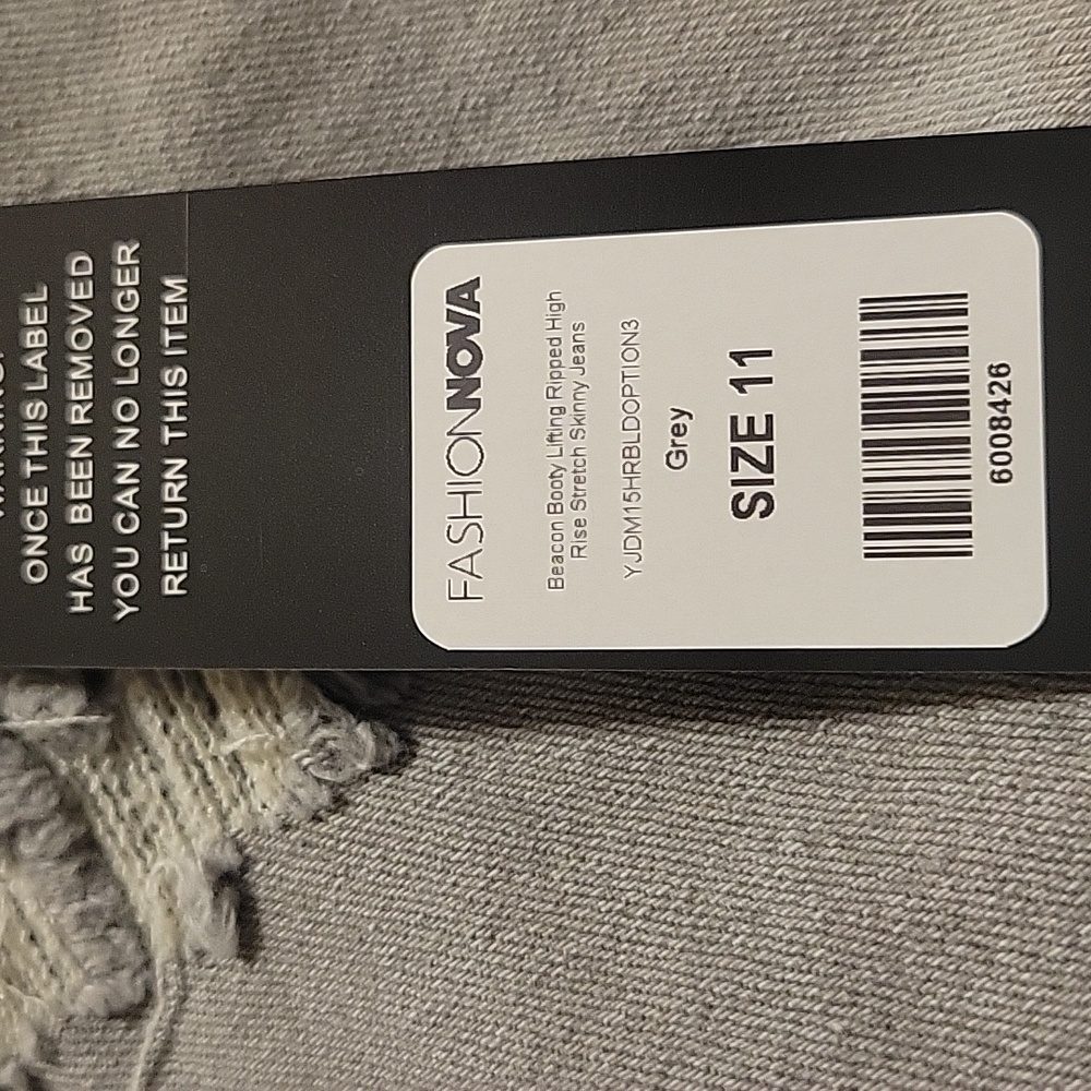 Fashion Nova Beacon Body Lifting Ripped High Rise Stretch Skinny Gray Denim SZ11 - Picture 10 of 14